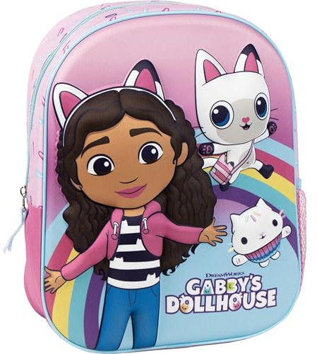 Kinderrucksack von Gabby's DollhouseRosa,Reißverschluss,25x31x10cm,Kinderrucksack mit 3D-Details,gepolsterte Griffe,entworfen in SpanienEstándarCasual