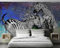 Fototapete 3D Effekt 3D Tapete Aquarell-Zebra-Ziegelmauer Fototapete Wandgemälde Vlies Wohnzimmer Schlafzimmer Flur Wanddekoration 450(W) X315(H) Cm