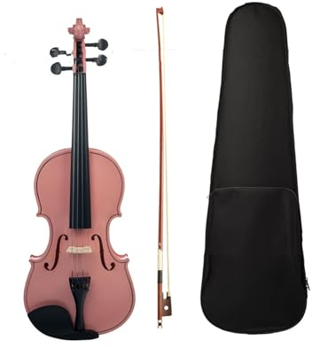 Geigen Bunte beliebte Violine Anfänger Akustikvioline Massivholzvioline Violine in voller Größe(Pink)