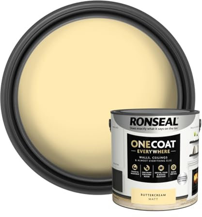 SAVING HUB Wall & Ceiling Paint - 2.5L One Coat Everywhere Matt Paints - Tough & Washable Walls Paint Matt - Quick Drying Matt Paints for Ceiling - Grease, Stain & Mould Resistant (Butercream)