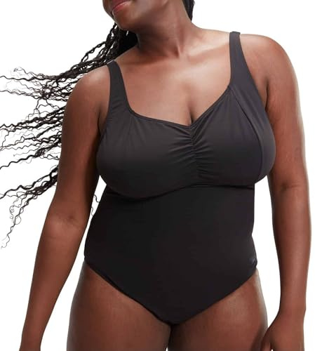 Speedo Damen Plus Size Solid Aquanite Swimsuit, Black, 50