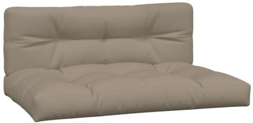 vidaXL Palettenkissen 2-TLG., Palettenpolster für Europaletten, Palettensofa Kissen Indoor Outdoor, Palettenauflage Sitzkissen Rückenkissen, Taupe Stoff