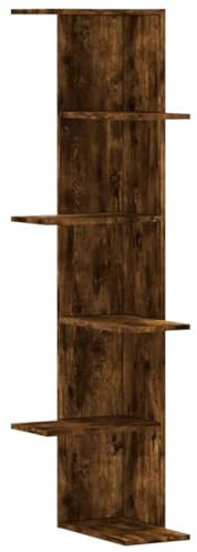 vidaXL Wand Eckregal, Wandregal Regal Dekorativ, Bücherregal Schweberegal für Wohnzimmer Schlafzimmer, Hängeregal Wandboard, Räuchereiche Holzwerkstoff