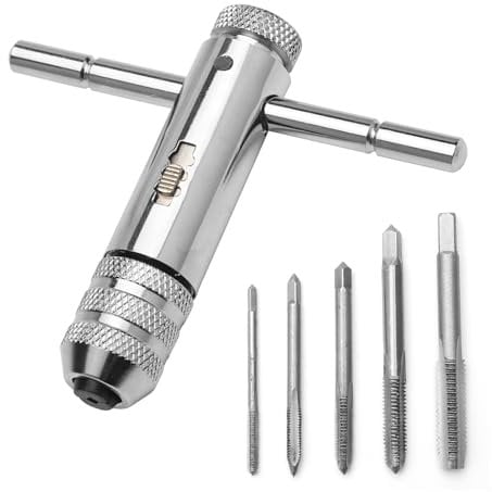 HENGBIRD Llave de carraca ajustable terrajas y machos de roscar machos para roscas Juego de 5 piezas M3 M4 M5 M6 M7 M8 juego de machos y terrajas