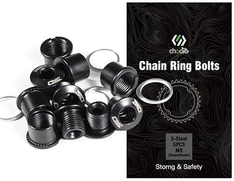 CNCLOL Single/Double Chainring Bolts, M8 Bike Chainring Bolts & Nuts For MTB/BMX/Bicycle, Black Blue Orange Red Rainbow