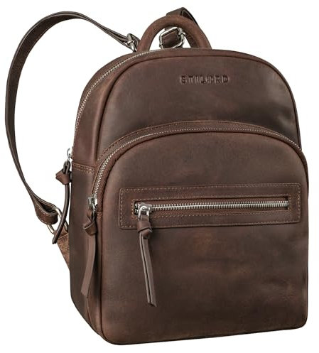 STILORD 'Alba' Kleiner Leder Rucksack Damen Vintage Daypack City Rucksack | Mini Echtleder Rucksack für Shopping, Reisen, Büro & Uni, Farbe:sapelli - braun