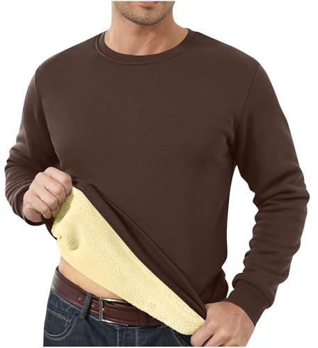 HAOLEI Herren Pullover Warme und Bequem, Langärmliges Oberteil mit Rundhalsausschnitt aus Verdicktem Fleece mit Einfarbigem Boden, Sweatshirt Casual Mode, Sale Angebote Sweater Weiche Stretch Jumper