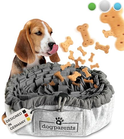 DOGPARENTS® Schnüffelteppich Hund klein & groß – Schnüffelmatte Hund ROBUSTER Hunde Schnüffelteppich für Hunde Beschäftigung Hund, Suchspiele für Hunde [Schnüffelspielzeug Hund] Grau