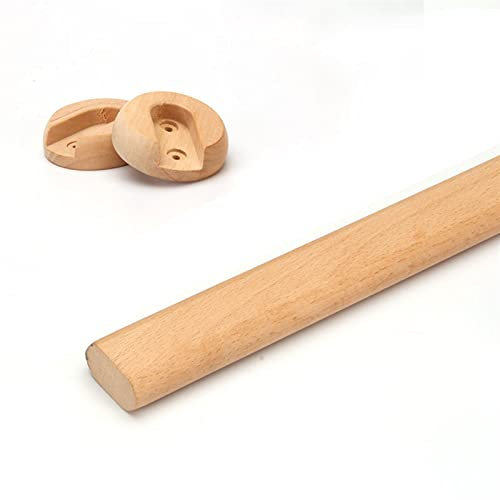 Ovale Schrankstange aus Massivholz mit Endstützen, 100 cm Länge