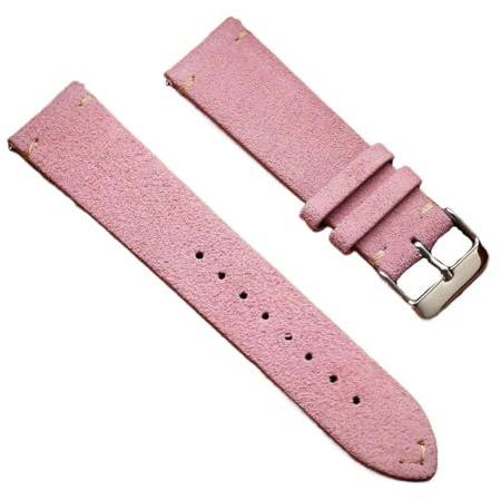 Biannbjx Wildleder-Uhrenarmband, 16mm, 18mm, 20mm, 22mm, Schnellverschluss, handgefertigtes Vintage-Uhrenarmband, Rosa, 16mm