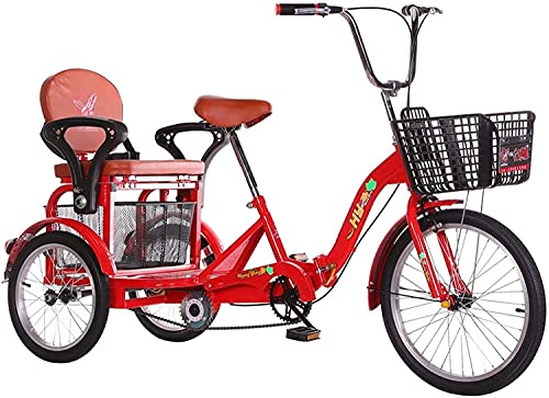 Lastdreiräder für Erwachsene, Cross-Bike, zusammenklappbar, 3 Räder, Dreirad für Erwachsene, Doppelketten-Fahrrad mit Doppelscheibenbremsen, mit verstellbarem Lenker von Asien