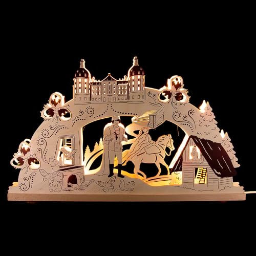 Erzgebirge Palast Saico 3D-Schwibbogen DREI Haselnüsse für Aschenbrödel - 52x31,5 cm