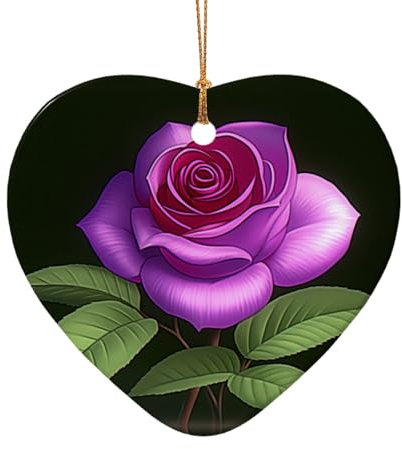 Weihnachtsbaumschmuck mit Rosen in Blumenform – Keramik-Herz und Stern – festliche Dekorationen für alle Anlässe