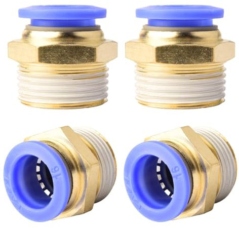 Lot de 4 raccords rapides à filetage extérieur droit Push to Connect Fittings - 16 mm - 3/4''PT