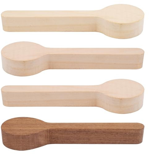 4 Piezas Cuchara de Madera para Tallar Bloques, 16 x 4 x 2 cm Cuchara de Tallado de Madera sin Terminar, Madera de Tilo en Bruto para Tallar para Principiantes y Entusiastas DIY Artesanía de Tallado