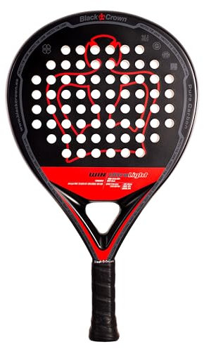 Black Crown - Pala Win Ultralight, Forma Redonda, Peso 280-300g, Goma Super Soft Black EVA, Fibra de Vidrio Ultraligera, Marco 100% Carbono, Amplio Punto Dulce, Control y Potencia, Alta Comodidad