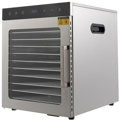 Edelstahl Food Dehydrator Dörrgerät Obsttrockner Dörrautomat 36L für Lebensmittel Trocknen mit LED Display 1-24 Stunden Timer 30-90°C geeignet für Früchte Fleisch Kräuter und Blumen