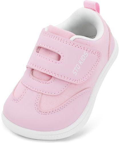 Basket Enfant Garcon Fille Chaussures Pieds Nus Larges pour Enfants Respirant Antidérapant Mode Mixte Bebe Sneakers pour à La Course et à La Marche Rose Clair 25 EU Weit
