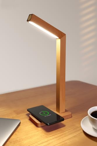 praclife Bedside Table Lamps with Wireless Charger, Rechargeable Cordless Table Lamp, Stepless Dimmable LED Night Light for Reading Home Office Aisle - L