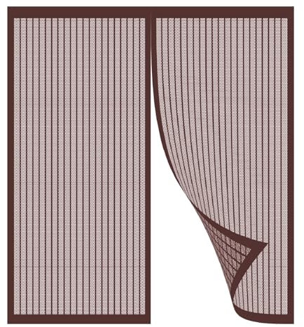 Moustiquaire Porte 65 x 180 cm Mains Libres Rideau Porte Anti Mouche Anti Insecte avec Crochet pour à de Portes Extérieures, de Portes Coulissantes, ‎Marron