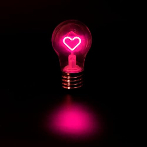 Tischlampe in Glühbirneform, Herzförmige Kabellose LED-Lampe – USB-C Ladung, Klein Lampe für Schreibtisch mit Farbwechsel-Funktion, LED-Nachtleuchte, Dekorative Filament-Optik für Zuhause/Geschenke