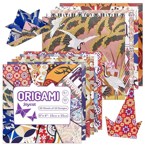 JoyCat Lot de 50 feuilles de papier origami à motifs ethniques - 15,2 x 15,2 cm - Double face - Art culturel traditionnel pour bricolage, scrapbooking et décoration