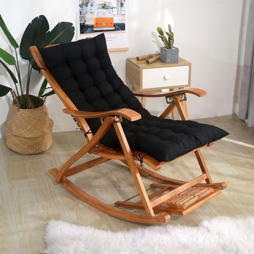 Hearda Cojin Tumbonas Jardin Exterior, Cojin Reclinable Tumbona Grueso con Corbata para Silla De Salón Suave y Cómodo para Interior y Exterior Playa Piscina (1005 Negro,48 * 108cm)
