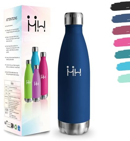 Botella Agua Acero Inoxidable, 750 ml Libre de BPA, Botella Termica, 18/8 Acero Inoxidable, Botellas Agua, Aislamiento al Vacío de Boble Pared, Cantimplora Acero Termica para Senderismo - Azul oscuro