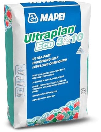 Mapei Ultraplan Eco 3210 Self Levelling Compound 23kg | Ultra-Fast Hardening for Floor Laying | Rapid Levelling & Handling of Heavy Traffic | Suitable for Underfloor Heating, Concrete, Tiles, and More