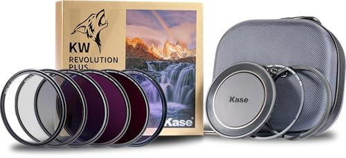 Kase Revolution Plus Mega Filter Kit Magnetic Shockproof Tempered Optical Glass w Color Coded Rings inc CPL ND8 ND64 ND1000 Neutral Night UV Lens Cap & Case (49mm)