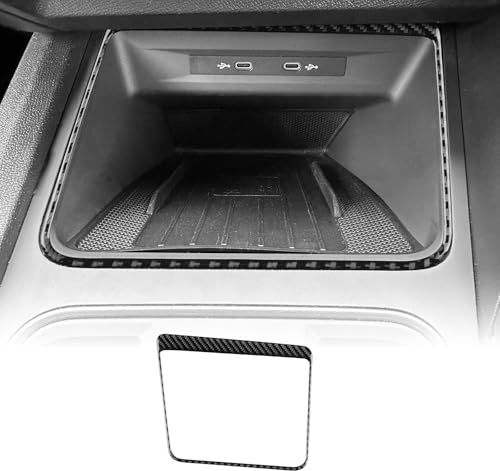 KUNGKIC Für Seat Leon MK4 Cupra Leon Cupra Formentor 2020 2021 2022 2023 2024 Real Carbon Fiber Auto Mittelkonsole Wireless Ladegerät Dekorativer Rahmen Abdeckung Innenraum zubehör (Schwarz)
