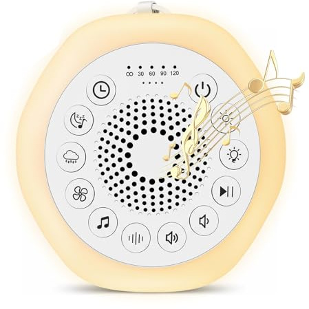 Journeyside Machine à Bruit Blanc pour Bébé, Machine à Bruit Blanc Portable avec 27 Sons Apaisants, Veilleuse et Fonction Minuterie, Appareil à Bruit Sans Fil pour le Sommeil des Adultes et Bébés