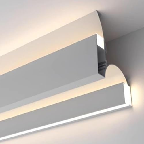LED-Profil Aus Aluminium, Indirekte Beleuchtung, Diffusor Für Decken, Böden, Wände Und Gesimse(Warm light,1.8m/5.9ft)