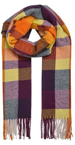 Weird Fish Badida Brushed Check Scarf Rust Leaves Size ONE
