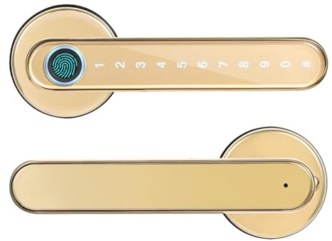 Bluetooth Biometric fingerprint lock Key Gold color APP Digital Smart door Electronic Handle Lock(Gold)