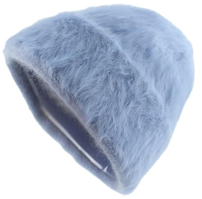 Wambere 1 Stück Strickmütze Lange Plüschmütze aus Kaninchenfell Fellmütze Damen Wintermütze Mütze ohne Krempe Warm Weich Pelz mütze Fuzzy Hut Beanie Pelzmütze für Reisen Skifahren Wandern,Dunkelgrün