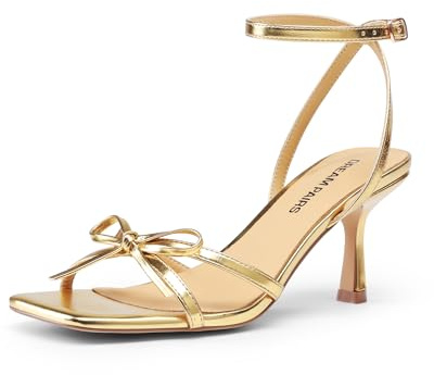 DREAM PAIRS Damen-Absatzschuhe mit Schleife,Gold,40