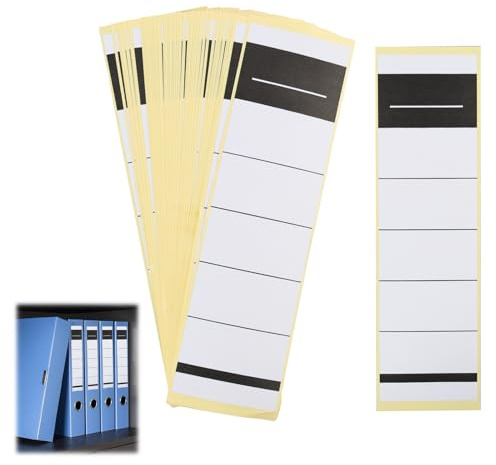 50 Étiquettes pour Dos de Classeur à Insérer, Format 54 x 190 mm, Papier Blanc Épais Facile à Écrire, Compatibles Classeur 8 cm, Idéales pour Bureau École Archives, étiquettes pour classeur