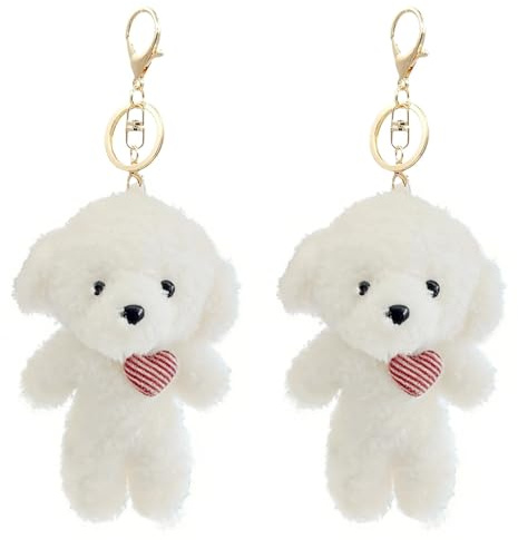 CHUANFU 2 Pièces Peluche Porte Clef Chien, Peluche Accessoire de Pendentif