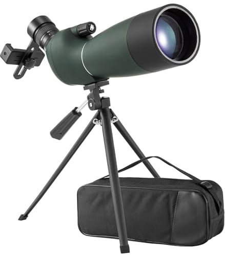 Spotting Scope with Tripod and Phone Adapter, HD 25-75x70mm Spotter Scope IP67 Waterproof Fogproof BAK4 FMC 22mm eyepice lens for Bird Watching Target Shooting Hunting Wildlife Scenery