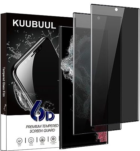 KUUBUUL Verre Trempé Anti-Espion pour Samsung S22 Ultra, [2 Pièces] Protection Écran pour Samsung Galaxy S22 Ultra [Vitre Protecteur 9H Dureté] [Sans Bulles] [Anti-rayures]