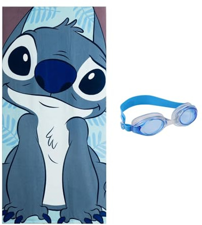 CERDÁ Life's Little Moments Lilo & Stitch Set aus Handtüchern und Brillen aus Polyester-Mikrofaser, schnelltrocknend, für Bad, Strand und Schwimmen