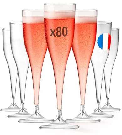 Table'Colors Pack de 80 Flûtes Champagne 12 cl Luxe Lavable, Réutilisable, Fabriquée en France - Idéal pour Événements - Design Moderne
