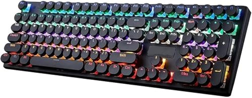 AIEIJJH Tastiera Meccanica e Mouse Combo Cablato, Tastiera Gaming 104 Tasti con Interruttore Blu e Rosso, Anti-ghosting Retroilluminazione LED RGB Mista, Perfetto per V