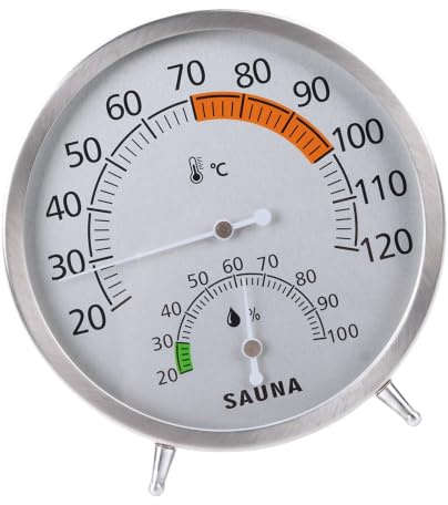 Sauna Climate Meter Temp Humidity Gauge Mechanical Stainless Steel Analog Meter for Spa Room Reading Use Analog Sauna Gauge Mechanical Stainless Steel Room Climate Home Humidity Spa Temp