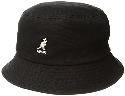 Kangol Washed Bucket Hat Fischerhut Stoffhut, Sommerhut, Strandhut, Anglerhut Sommerhut Strandhut (M (56-57 cm) - schwarz)