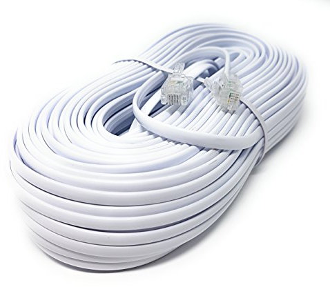 MainCore 30m Long White FLAT ADSL High Speed Broadband Modem Cable RJ11 to RJ11 (Available in 1m, 2m, 3m, 5m, 10m, 15m, 20m, 30m) (30m)