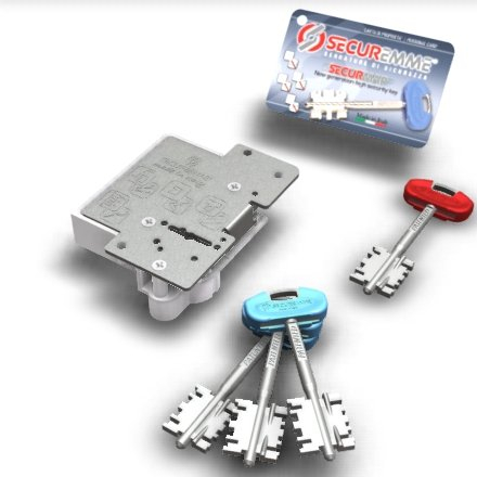 SECUREMME CUORE DI RICAMBIO DOPPIA MAPPA ANTI-PICKING DX DESTRO 3 CHIAVI + 1 DA CANTIERE,ANTIMANIPOLAZIONE LUNGHEZZA TOTALE CHIAVE MM 95 PER SERRATURE SERIE 25