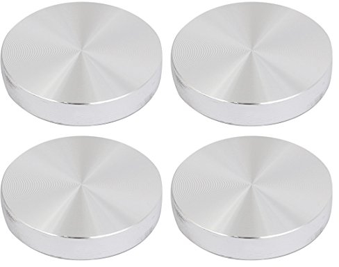 sourcing map 4Stk. 40mmx8mm M8 Tee Tisch Glasplatte Kreis Aluminiumscheibe Adapter Silber Ton