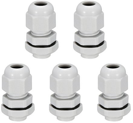 sourcing map M12 Cable Gland Waterproof Connector Plastic Wire Glands Joints White for 2-5mm Dia Wires 5Pcs